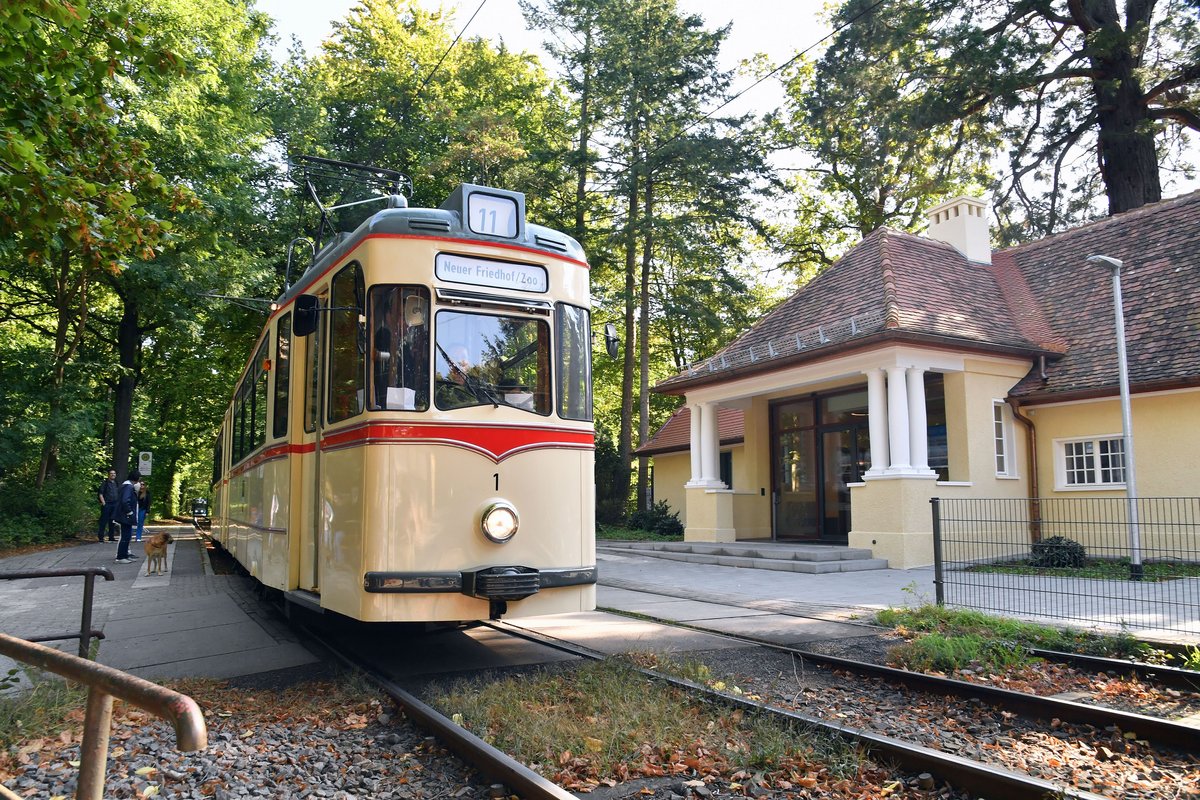 Letzte Fahrt über die Rennbahnallee mit Traditionsstraßenbahnen